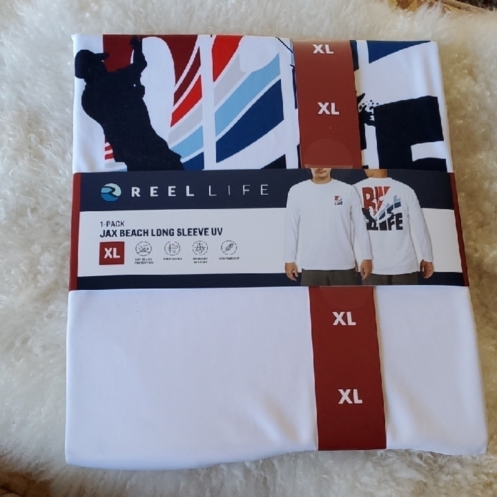 Reel Life Long Sleeve Shirt - White, Red, Blue